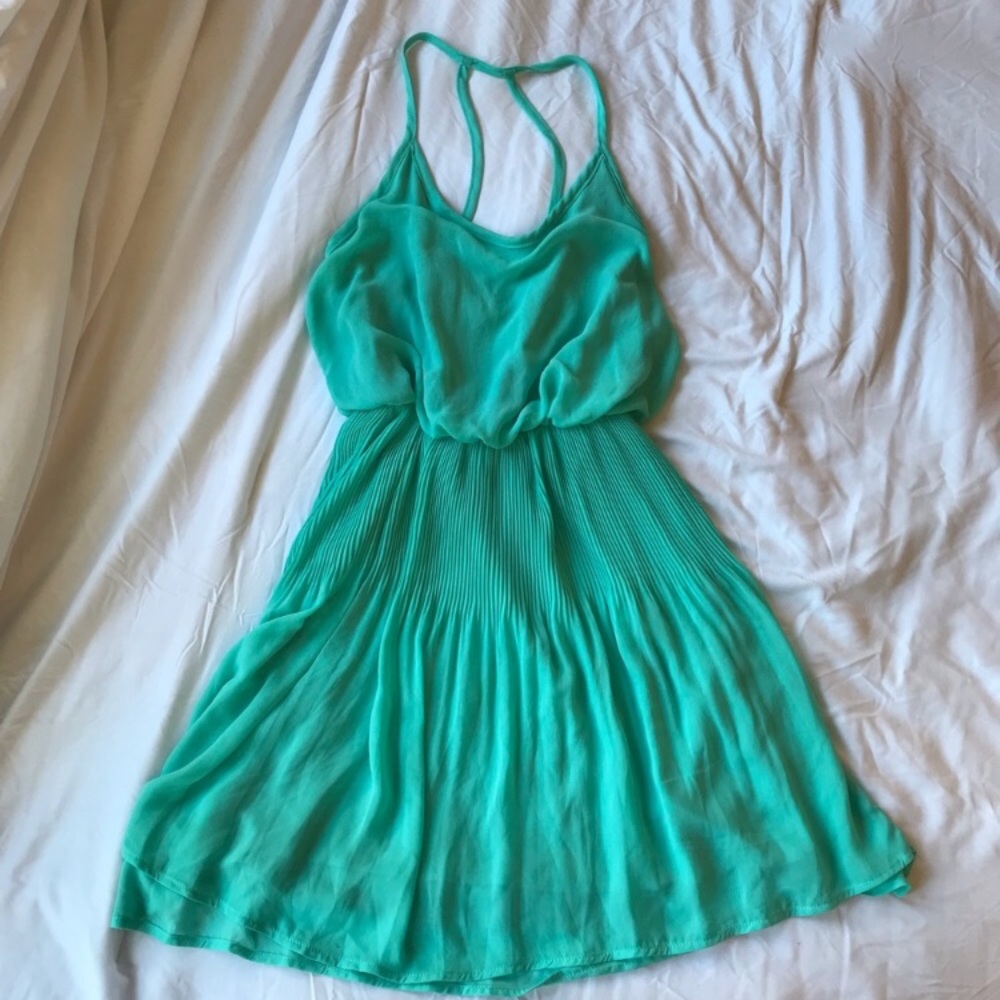 Pins and Needles Urban Outfitters Turquoise Teal Pleated Dress, size Small